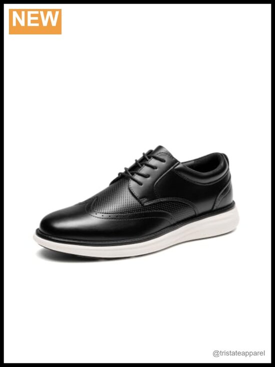 Brogue Oxfords Wingtip Dress Shoes with Cushioning Non-Slip Rubber Sole